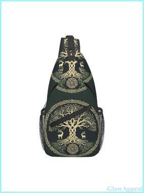 Viking Tree Life Crossbody Shoulder Bag Polyester Unisex Hiking Bicycling